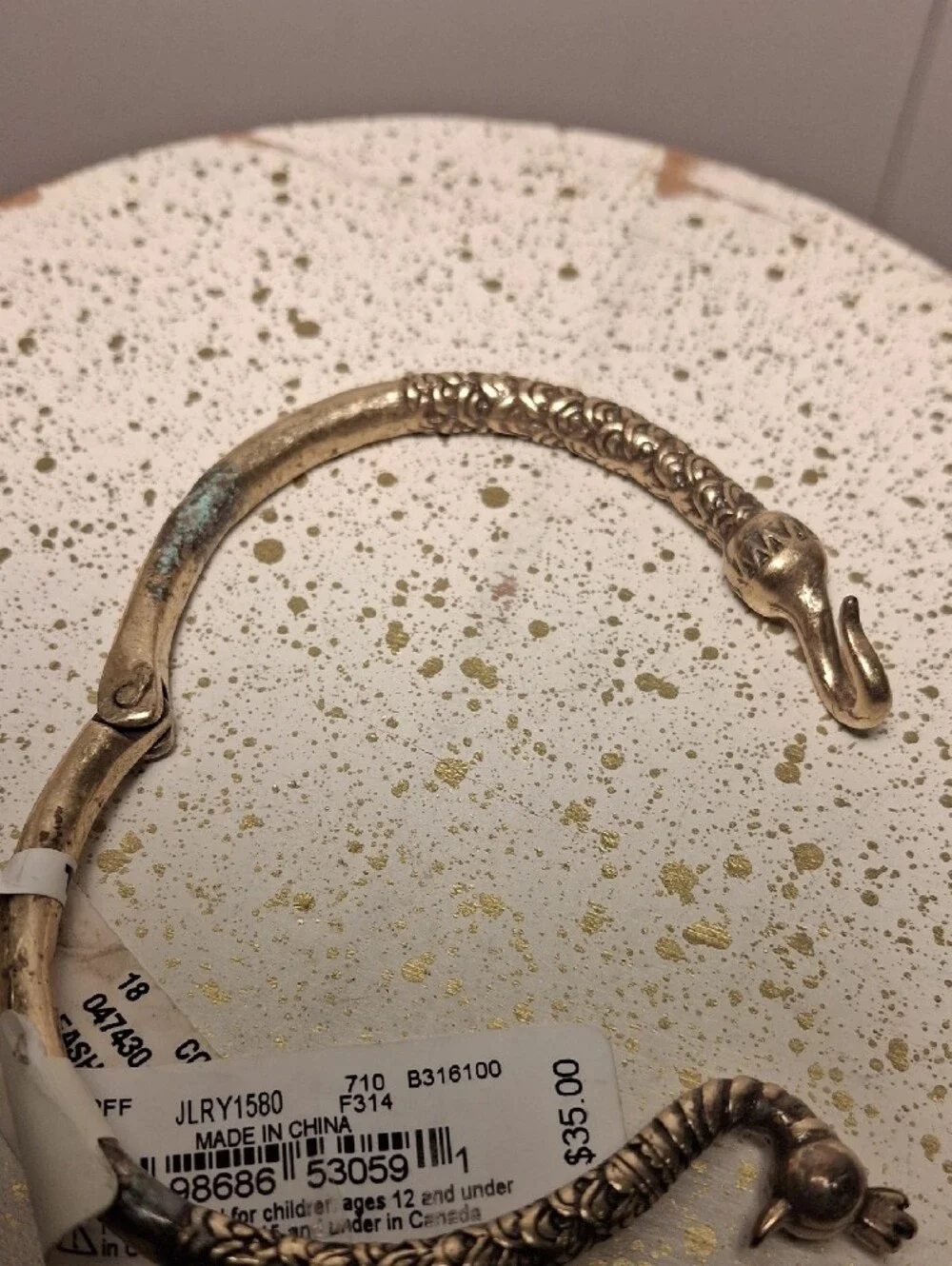 Lucky Brand Gold-Tone Peacock Hinge Bracelet with Charm